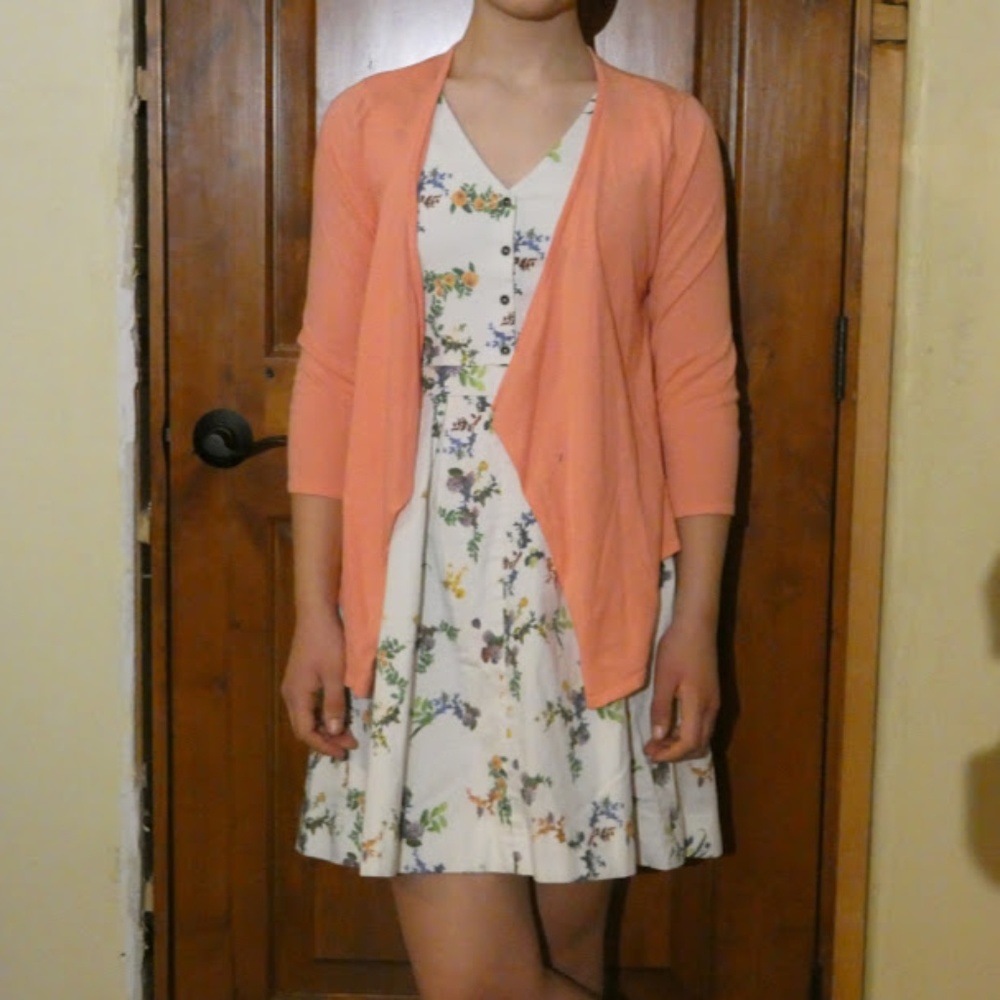 Camaieu Peach Asymetrical Sweater (size small)